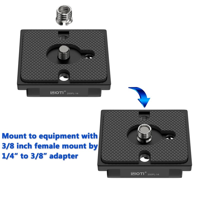 SIOTI 200PL-14 Quick Release Plate to RC/RC2/XPRO, 200PL-14 QR, Compatible for Manfr0tt0 Tripods Head with RC/RC2/XPRO Rapid Connect System - Image 4